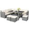7 Pieces Patio Rattan Dining Furniture Sectional Sofa Set With Wicker Ottoman